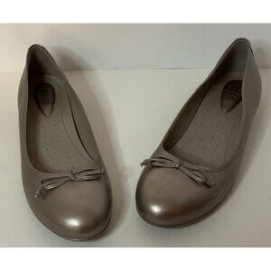 Ecco Silver Ballet Flats Shoes‎ Size 39 US 8 New Without Tags